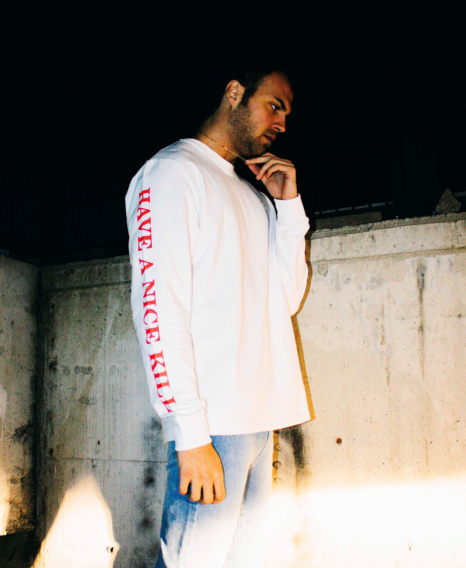 ''HAVE A NICE KILL'' Logo White Long Sleeve-haveanicekill-