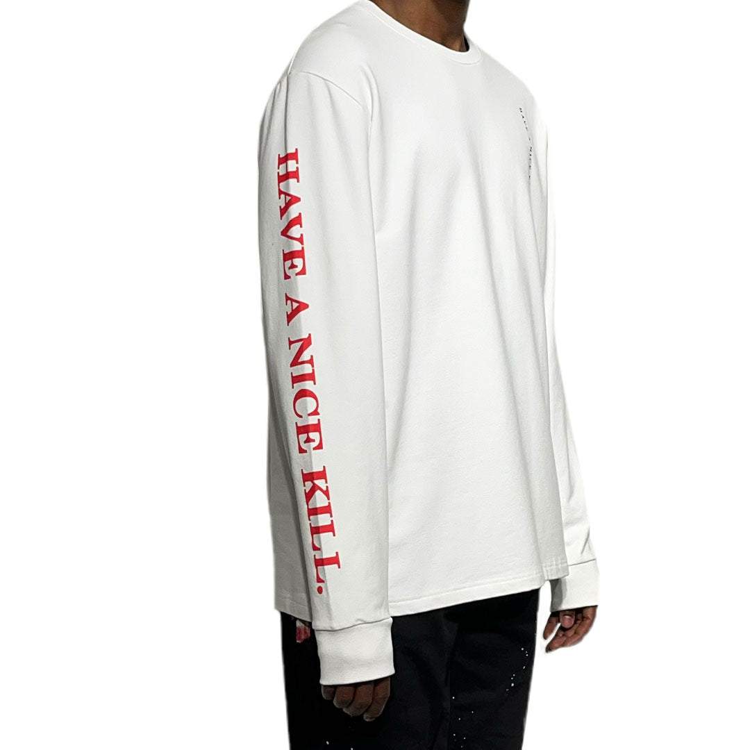 ''HAVE A NICE KILL'' Logo White Long Sleeve-haveanicekill-