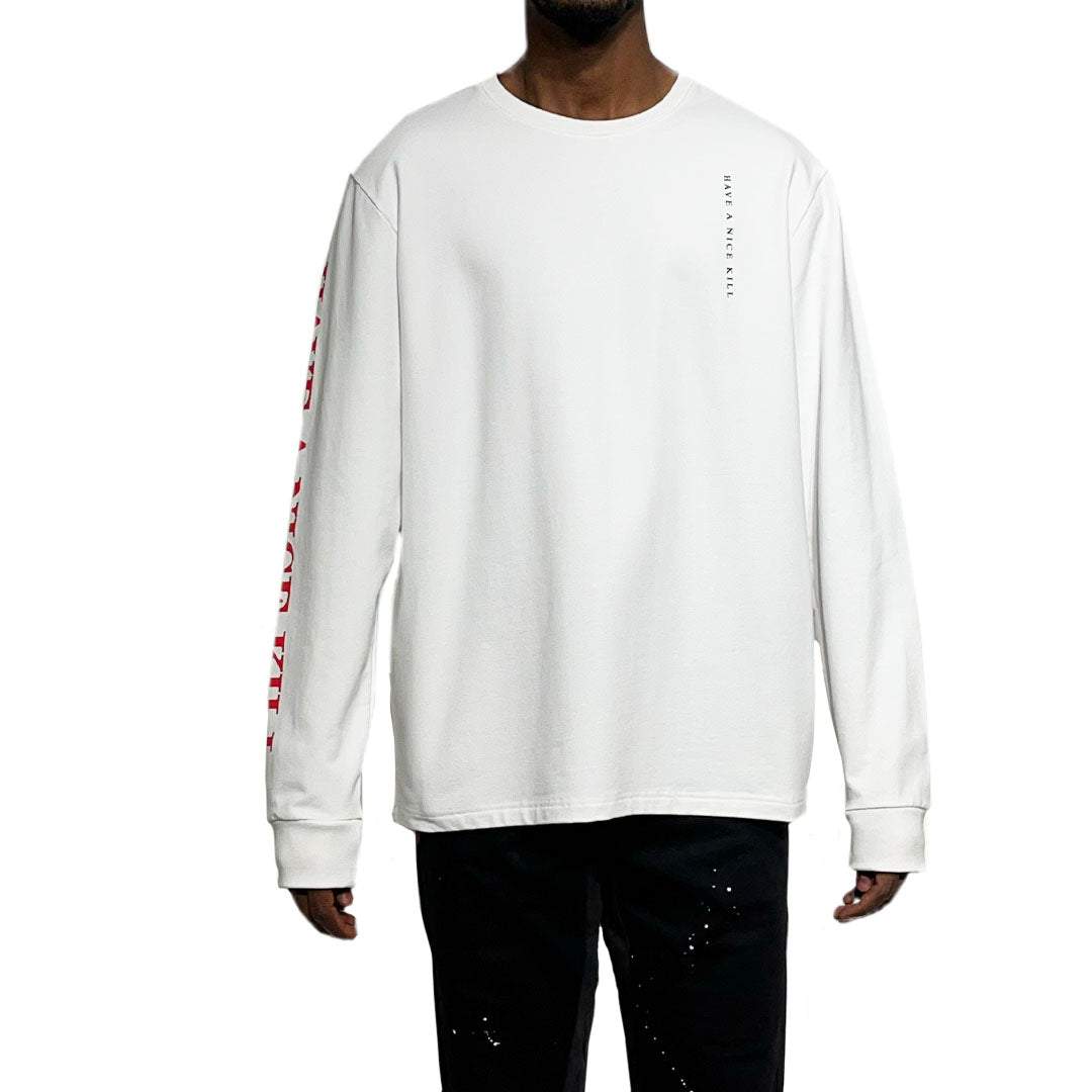 ''HAVE A NICE KILL'' Logo White Long Sleeve-haveanicekill-